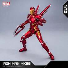 Hasbro 1:12正版钢铁侠MK50可动人偶高约15cm漫威拼装玩具模型圣诞生日礼物拼接底座配可拆卸纳米飞机