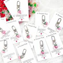 1/5/10pcs Cute Fruit Design Pocket Hug Card Gift Set, Apple/Strawberry/Cherry Shaped Keychain Charm, Backpack Decor, Wedding Party Favors, Encouragement Tokens, Home Decorations, Gifts For Family, Friends, Wedding Guests, Special Birthday, Wedding, Valentine's Day, Graduation, Back To School