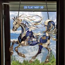A Set Of 2D Acrylic Colored Glass Horse Sun Catcher Wall Decoration Pendant, Animal Themed Sun Catcher Decoration, Suitable For Home Wall Decoration, Room Decoration, Office Decoration, Bedroom Window Decoration, Summer Garden And Vacation Home Decoration; Interesting And Fashionable Design Style