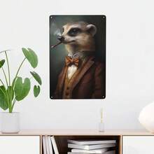 1pc/3PCS Funny Animal Smoking Vintage Metal Sign Retro Dog Giraffe Tin Sign For Home Wall Decor Bar Bedroom Gift 8x12 Inch Frameless Artistic Style Frame Vintage - Multicolor - View 6
