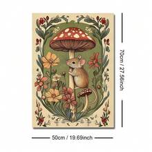 1 Framed/Unframed Warm Pastoral Plant Mushroom Mouse Children's Room Wall Art Canvas Poster Print, Minimalist Quirky Folk Art Aesthetic Decor, Suitable For Apartment, Living Room, Bedroom, Modern Home - Multicolor - View 12