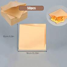 50pcs Disposable Burger Paper Bags, Food-Sandwich Bags With Handles, Perfect For Donuts, Pastries, And Snack Packaging - Beige, Brown, Black, White, Brown - Multicolor - View 12