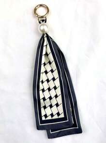 1pc Fashion Scarf Keychain Decor Creative Fabric Phone Case DIY Accessories Women Faux Pearl Handbag Jewelry