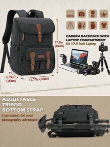 NEWHEY Mochila para cámara adecuada para cámaras DSLR/sin espejo y portátiles de 15.6 pulgadas, diseñada para fotógrafos, bolsa de fotografía antirrobo con soporte para trípode y cubierta contra la lluvia - Multicolor - Ver 9