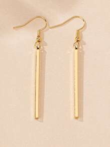 1 Pair Women's Minimalist Metal Bar Drop Earrings, Everyday Wear