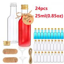 48pcs 25ml 50ml Mini Liquor Bottles Set, Mini Empty Plastic Shot Bottles, Airtight Spirit Bottle With Caps Mini Wine Bottles, Bar Party Supplies Thanksgiving, Halloween, And Christmas Are Applicable Durable Multi-Use For Juice, Sauces, Coffee
