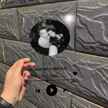 1pc Personalized Customized Wedding Transparent Acrylic Music Player Glass Personal Custom Couple Acrylic Anniversary Photo Album Plaque,Lover Gift.