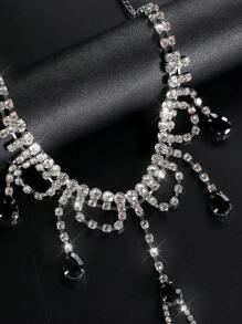 1pc Women's Sexy Accessory, Halloween Costume, Exotic Style Water Drop Rhinestone Necklace Chest Chain, Detachable, Suitable For Nightclub, Party Dress Or Daily Wear