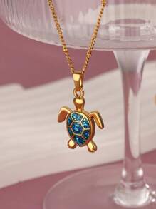 1PC Mode Groene Schildpad Kettingen Voor Vrouwen Goud Kleur Rvs Zeeschildpad Hanger Ketting Bruiloft Esthetische Boho Sieraden Gift