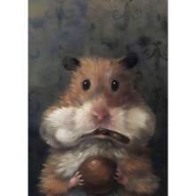 1pc Funny Animals Personify Poster Print Cat Dog Rabbit Hamster Eat Something Canvas Painting Wall Art For Living Room Home Decor Optional Frame