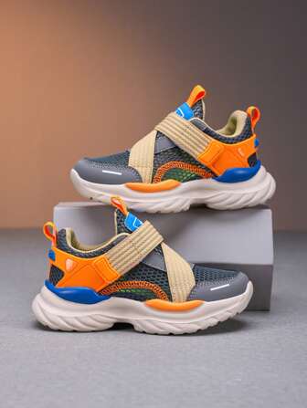 New Versatile Breathable Non-Slip Children Athletic Shoes With Hook And Loop Closure, Suitable For School Wear