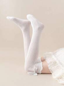 1/2/3 Paar Rhombus Spitze Schleife Mesh Overknee Socken, minimalistisch vielseitig atmungsaktiv Kinder/Schüler Socken