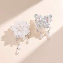 2 bucăți de lanț de găurit cu curea cu fluture și flori, poate purta mărgele cu gaură dreaptă, potrivit pentru lanțul de telefon mobil DIY, breloc, pandantiv auto, lanț de geantă și alte accesorii de artizanat