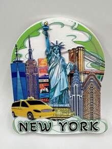 1pc US City Fridge Magnet, Creative 3D Raised Souvenir Travel Magnet, Personalized Home Decor - Multicolor - View 12