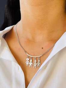 Daughter Girl Pendant Necklace In Stainless Steel Does Not Darken Can Get Wet - 3 Trai 1 Gái - Xem 5