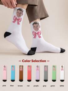 1 paire de chaussettes mi-longues personnalisées pour hommes avec n'importe quel visage. Chaussettes personnalisées avec photos