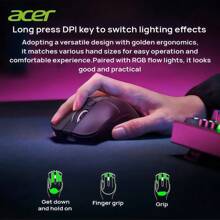 Acer OMR226 3-Mode Wireless Mouse | Intelligent Battery Display +130h Long Lasting, Ergonomic Lightweight Design, Cross-Device Seamless Switching For Office & Entertainment Dual Modes, White