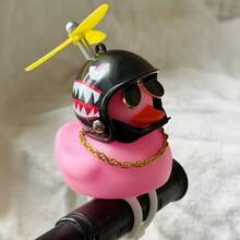 1pc Cool Duck With Helmet Creative Personalized Motorcycle Decoration, Elastic Band Suitable For Most Motorcycles And Bikes - one-size - View 6