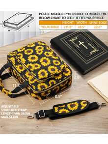 Bible Cover For Women Bible Case, Large Bible Bag W/Shoulder Strap, Bible Study Supplies Bible Journaling Kit Book Carrying Case With Bible Highlighters Tabs, Mothers Day Christian Gifts For Women - Sunflower - View 4
