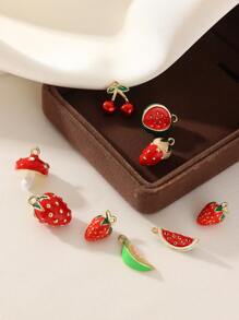 8pcs Copper Alloy Fruit Charms, Minimalist & Cute, Suitable For Party Decoration