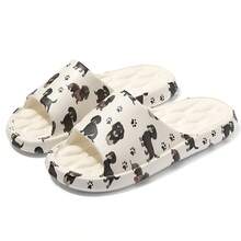 Women's Cute Dachshund Print EVA Slippers, Plus Size 48-49 Men's Outdoor Soft Sole Funny Sandals, Couple's Cushioned Slip-Resistant Bathroom Slippers - White Dachshund - View 6