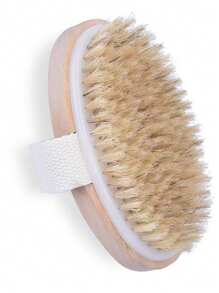 Cepillo de baño de haya para cepillado en seco, cepillo corporal con cerdas suaves que exfolia la piel seca natural, cepillo corporal para una piel perfecta y reducción de la celulitis