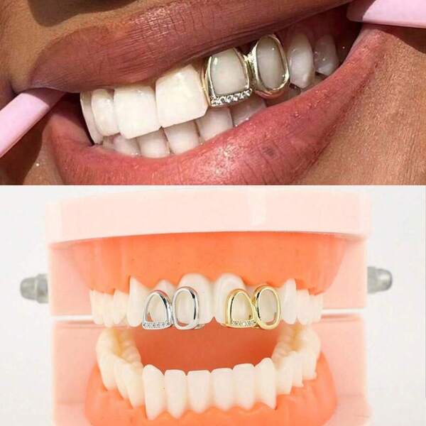 1 Pc Women's Hollow Tooth Grillz Design Dentistry, Teeth Gems For Music Festival, Valentine's Day Party, Punk Teeth Grill Decorations