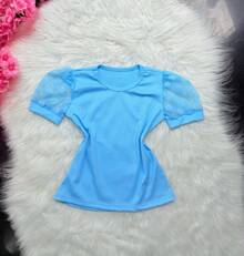 Blusa infantil Menina Manga Tule Princesa Bufante /Blusinha manga Tule Canelada Manga Curta.