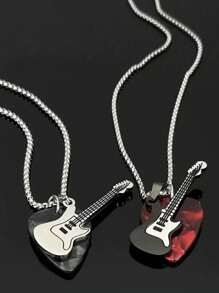 1pc Punk Rock Style Guitar Pick Necklace, Suitable For Men. Unique Design Showcases Niche Personalized, Suitable For Those Who Enjoy Clubbing And Hip-Hop Style. Suitable For Solo Wear Or As A Couple's Accessory. Also Fashionable For Women To Wear.
