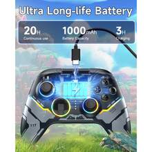 EasySMX X15 Controlador inalámbrico 2.4G para PC y múltiples plataformas con vibración y botones de gatillo, gamepad inalámbrico Bluetooth mejorado con joystick de efecto Hall/gatillo/iluminación RGB - Sin deriva del joystick, sin zona muerta - Compatible con Windows PC, PS3, Android, Steam y Switch - Negro - Ver 5