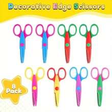 Juego de 4 piezas/6 piezas/8 piezas de tijeras de manualidades con bordes decorativos, tijeras de resina ABS para hacer tijeras de colores, tijeras para scrapbook con bordes decorativos, 6 tipos de patrones de tijeras, seguras