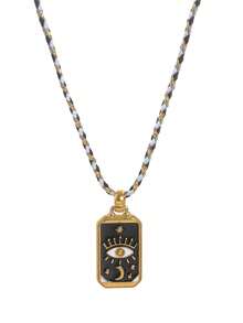 1 Pc Summer Fashionable Women's Necklace, Made Of Stainless Steel Material With Diamonds, Devil's Eye, Sun, Moon And Other Styles. Electroplated 18K Gold, Waterproof And Sweat Resistant, Suitable For Vacation And Play, Suitable For Summer Beach Vacations, Outdoor Activities, Holiday Outings And Holiday Gifts, Women's Gifts, Women's Jewelry - Multicolor - View 11