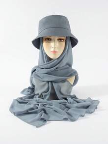 1pc Women's Spring/Summer/Autumn Chiffon Patchwork Baseball Cap Integrated Turban Hijab Scarf Hat, Sun Protection Hair Sleep Cap - Multicolor - View 11