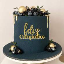 1/3/6pcs Gold Acrylic Spanish Happy Birthday Cake Toppers, Suitable For Birthday Party Cake & Dessert Decorations - Gold - View 3