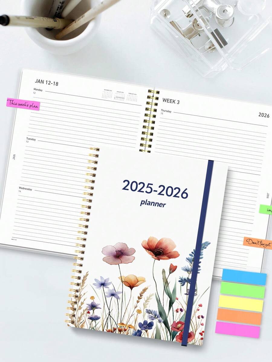 BUBU Planificador académico semanal y mensual BUBU 2025-2027, de julio de 2025 a junio de 2027, de 6.5" x 8.2", con cubierta flexible y con espiral, útiles escolares y de oficina para volver a la escuela