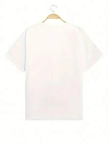 Men's Casual Slogan Print Round Neck Short Sleeve T-Shirt, Summer100% Cotton Fabric Is Soft And Breathable