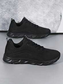 2024 New Mesh Breathable Casual Sneakers For Plus Size Men, Fashion Road Running Shoes - Black - View 5