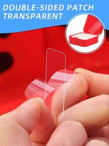 300pcs Multi-Purpose Double-Sided Tape, Transparent Removable Waterproof Hanging Strips (60pcs/Box), Suitable For Hanging Decorations, Couplets, Tapes, Clear Tapes, Photos And Clocks. Multi-Purpose Mini Double-Sided Tape, Waterproof Removable Chinese New Year Couplet Tape, Reusable Transparent Tape