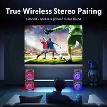 Sistema de altavoces Bluetooth de 6000W con subwoofer dual de 8 pulgadas, sistema de sonido potente con graves intensos, sistema con micrófomo inalámbrico, iluminación RGB, compatible con USB recargable, FM/tarjeta TF, ideal para fiestas, karaoke y eventos de baile, con control remoto. - Ver 8