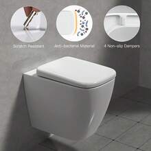 Vandise Toilet Seats SquareShaped With Soft-Closing Mechanism Quick-Release Function, Hygienic Toilet Seat Made Of Antibacterial, Scratch-Resistant, Easy Installation White Soft Close Square Toilet Seat With Quick Release, Simple Top Fixing, Anti-Bacterial Toilet Seats White With 360° Adjustable Stainless Hinges - White - View 6
