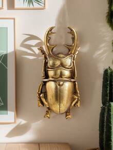 1pc Luxury Gilded Insect 3D Wall Hanging Decor, Gold Deer Antler Beetle Bee Dragonfly Multi-Style Resin Relief Wall Ornament, Artistic Wall Hanging, Luxury Insect-Shaped Decor, 3D Animal Wall Pendant, Insect Wall Soft Decoration Ornament, Craft Wall Decor, Suitable For Home Wall Decoration, Wedding Room Wall Decor, Bedside Wall Decor, Soft Decoration Hanging, Photo Wall Decor, Gift Hanging - Gold - View 5