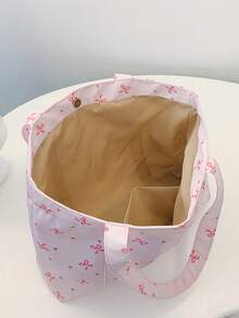1pc Casual Cute Bow Decor Shoulder Handbag, Lightweight Magnetic Closure Tote Bag, With Tag Decoration, Suitable For Women/Girls/College Students/Ladies For Daily Use, Vacation, Travel And School, Adorable Bow Handbag For Women - Pink - View 4