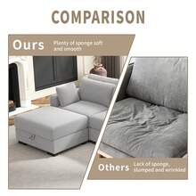 Sofa, 180 X 88 X 85 Cm, Roll-Arm Sofa, Easy-Care Polyester, With Armrests And Cushions, Decorative Cushions, Double Sofa, Suitable For Small Spaces, Living Room Or Bedroom, Corduroy, Grey - 灰色 - 查看 6