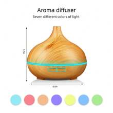 Wood Grain Aroma Diffuser  Remote Control, Timer & 6 Oil Set  550ml Cool Mist Humidifier