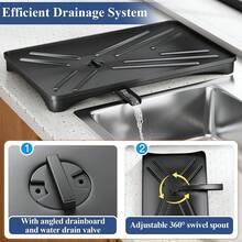 Large Dish Drainer Rack With Drip Tray Cutlery Holder Plates Kitchen Sinks, Home Decor, Party & Christmas Storage - Black - View 6