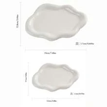 1pc Customized White Ceramic Tray With Text, Simple Ins-Style Clouds Design Luxury Decorative Tray, Home Living Room Decor, Jewelry, Keys, Pearls And Small Items Storage Tray