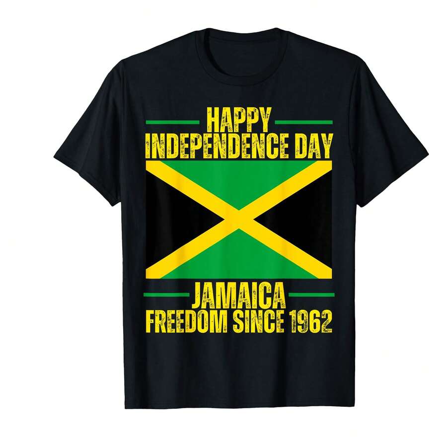 Happy Independence Day Jamaica 1962 Proud Jamaican Flag T-Shirt#SP Gifts For Dad - Black - View 1