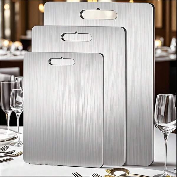 Tabla de cortar de titanio, tablas de cortar de titanio para la cocina, tabla de cortar de acero inoxidable 304 para carne, fruta y verdura, cocina, juego de tablas de cortar, cocina, tabla de cortar de acero inoxidable