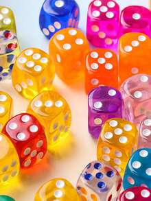 20颗/10颗/套 染色复古风格半透明圆角骰子，适用于派对、度假、家庭游戏、数学教学、课堂、达达游戏、酒吧装饰，透明马卡龙色骰子，派对用品，礼品填充物，节日装饰