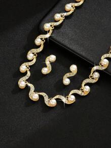 3 pièces/Set Collier de mariée géométrique, ensemble de bijoux élégants boucles d'oreilles, cadeau de remise des diplômes